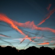 Flared clouds at sunset