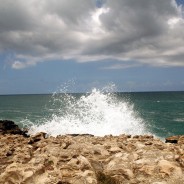 Sea spray on the Caribbean coast of Antigua…